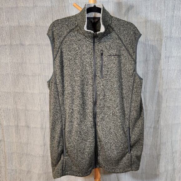 Eddie Bauer Quest $60 TXL Gray Heather Fleece Full Zip Pockets Sweater Vest - Picture 3 of 11